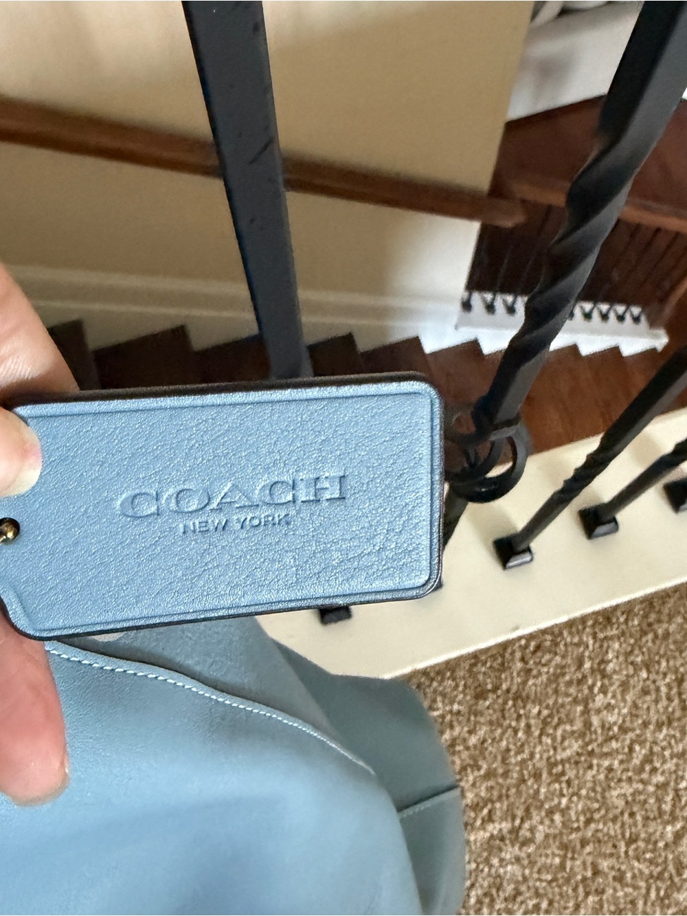 Coach Light Blue Leather Shoulder Bag with Gold Logo Brooklyn28 - Picture 2 of 4
